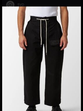 FRIED RICE Unisex 
Sashiko Wide Leg Pants - Black